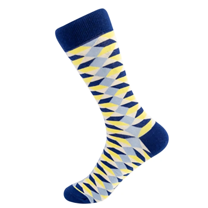 Gray & Yellow Cube Socks